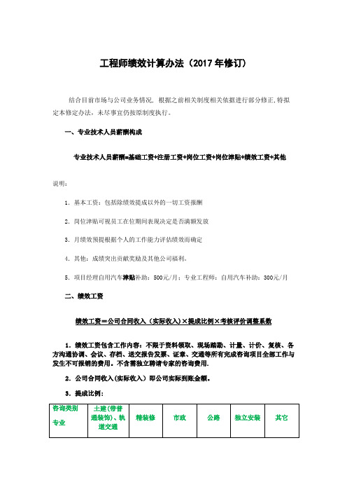 造价咨询公司绩效提成方案