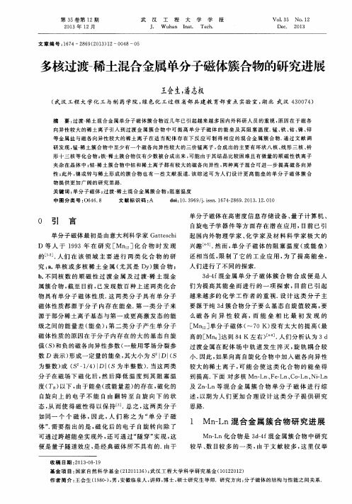 多核过渡-稀土混合金属单分子磁体簇合物的研究进展