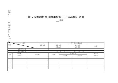 重庆市参加社会保险单位职工工资总额汇总表5表
