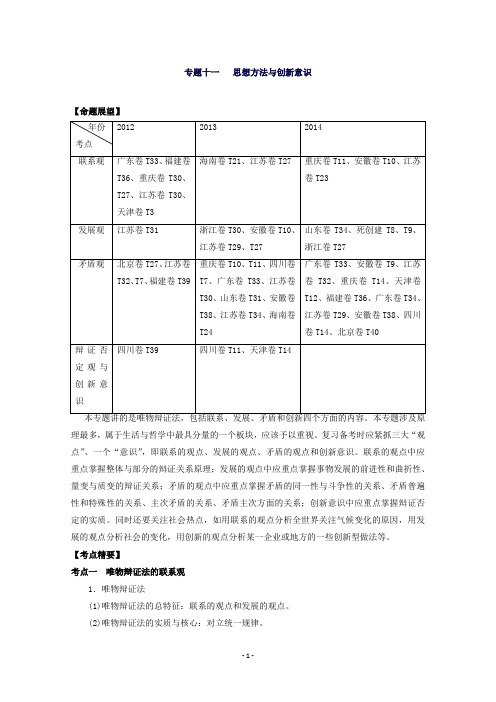 政治高考热点专题复习专题十一思想方法与创新意识