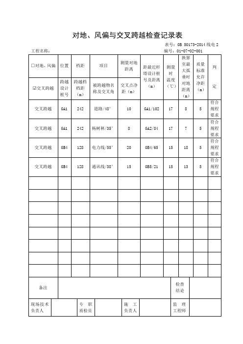 对地、风偏与交叉跨越检查记录2014