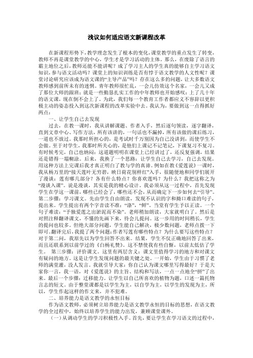 浅议如何适应语文新课程改革