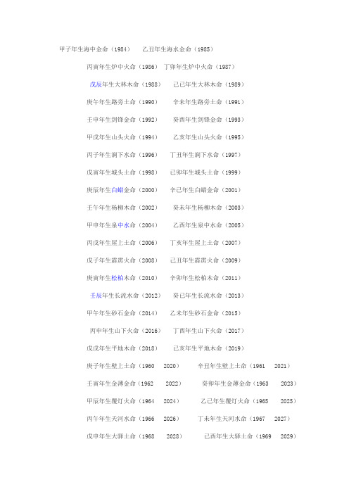 五行与年龄