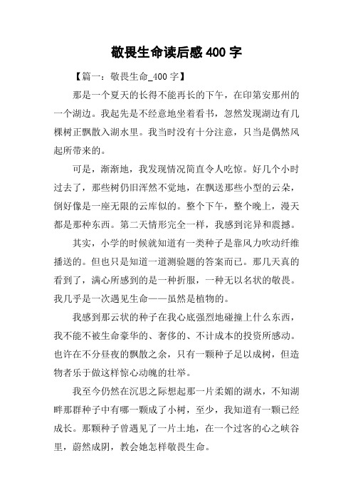 敬畏生命读后感400字