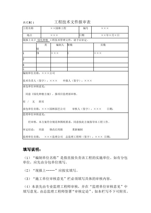 各种报审表表格