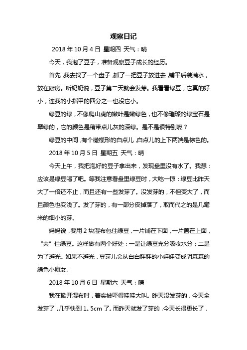 四年级作文：观察日记400字