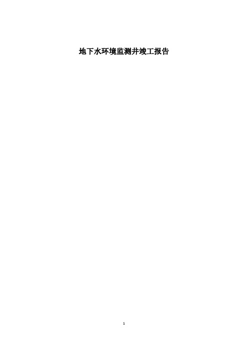 地下水监测井竣工报告