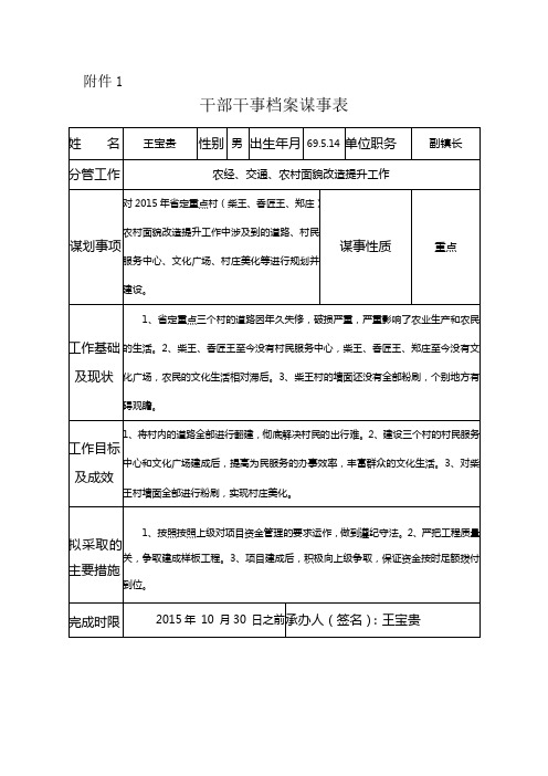 2015年干部干事谋事表