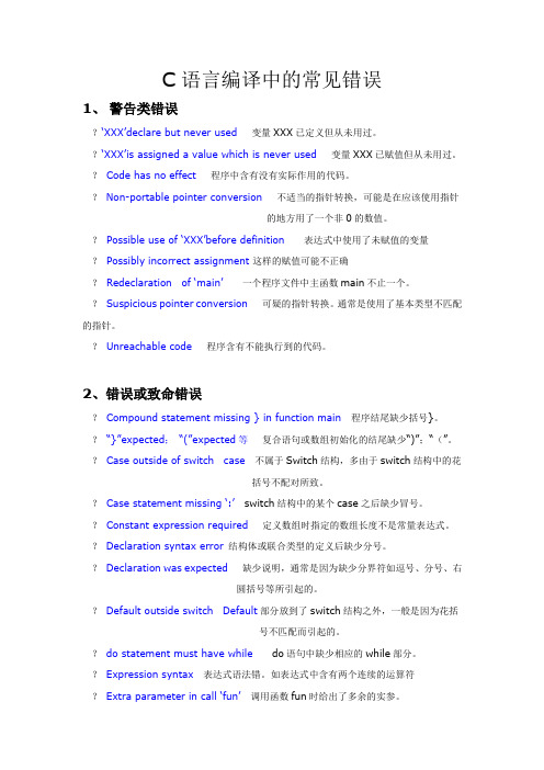 C语言编译中的常见错误