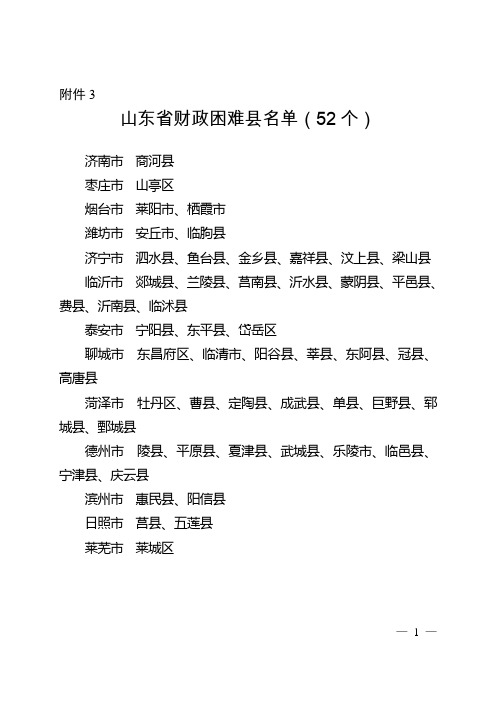 2015年山东省普通高考贫困县名单