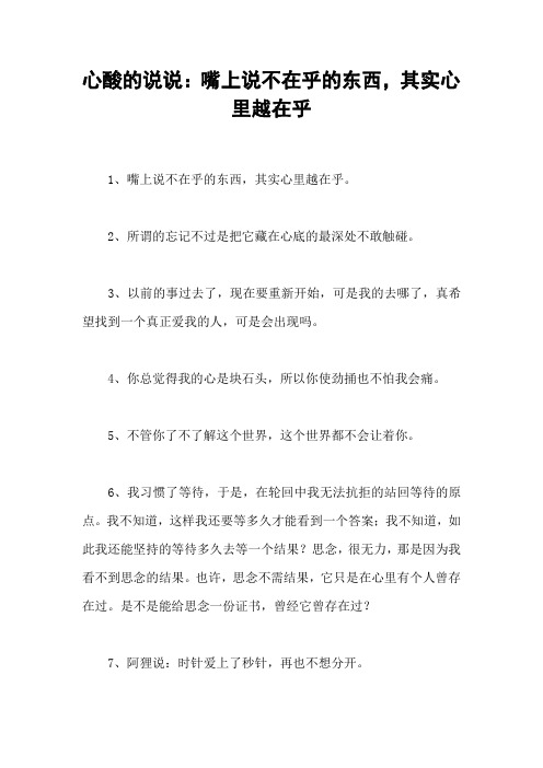 心酸的说说：嘴上说不在乎的东西,其实心里越在乎