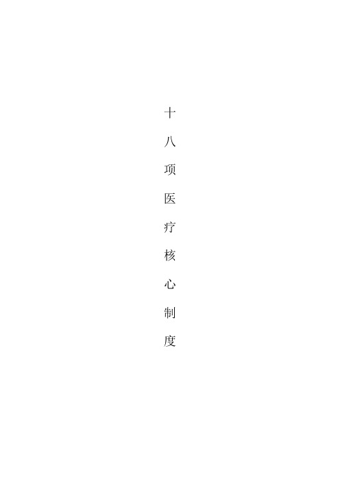 十八项医疗核心制度