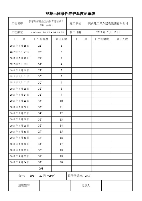 混凝土同条件养护温度记录表