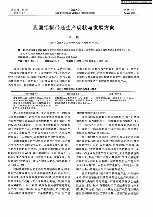我国铝板带坯生产现状与发展方向