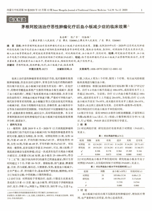 茅根阿胶汤治疗恶性肿瘤化疗后血小板减少症的临床效果