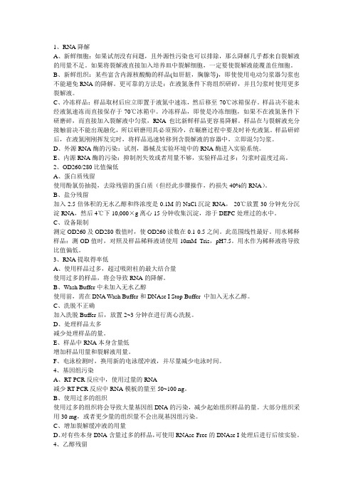 RNA提取常见问题分析与解答
