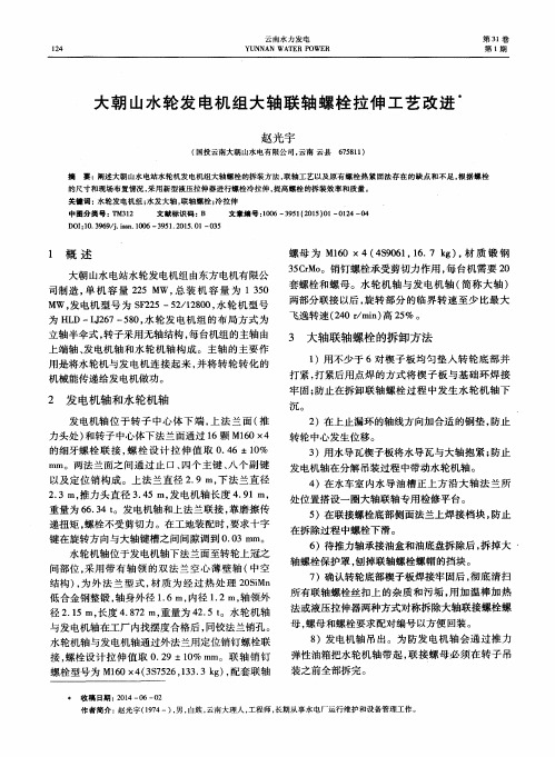 大朝山水轮发电机组大轴联轴螺栓拉伸工艺改进