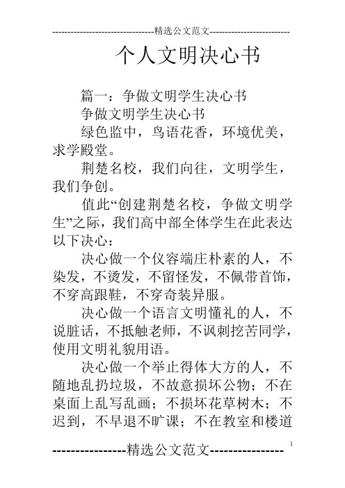 个人文明决心书