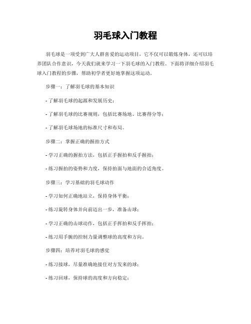 羽毛球入门教程