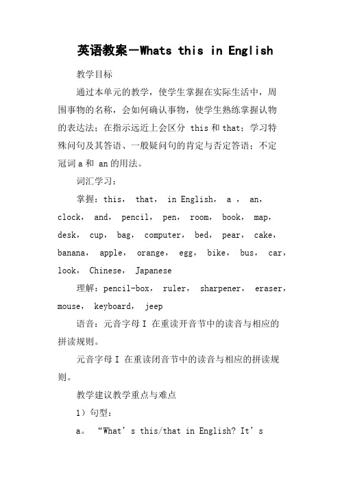 英语教案-Whats this in English