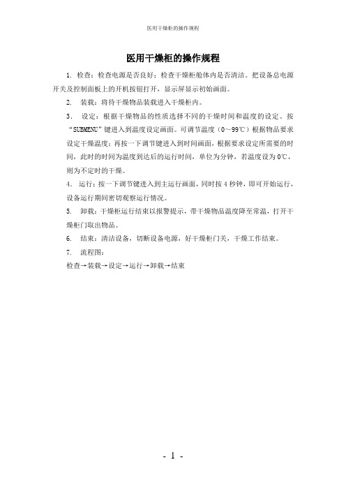【实用】-医用干燥柜的操作规程护理常规