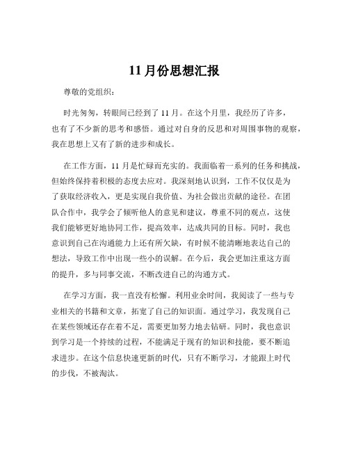 11月份思想汇报