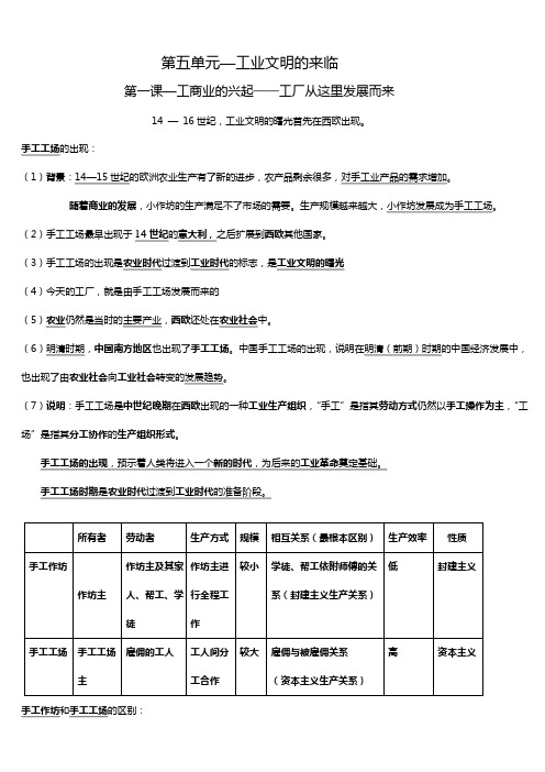 八下历史与社会复习提纲 八年级下册