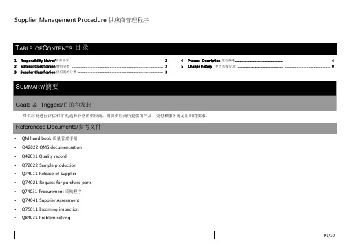 供应商管理程序Supplier Management