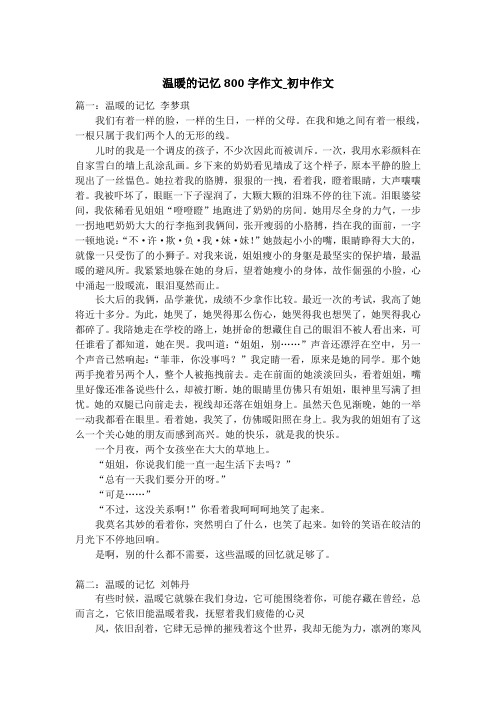 温暖的记忆800字作文_初中作文