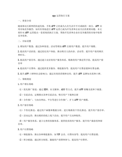 app运营执行方案