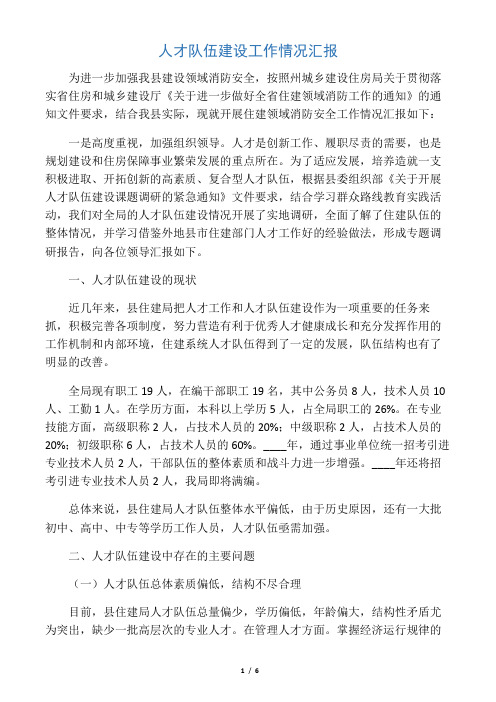 人才队伍建设工作情况汇报