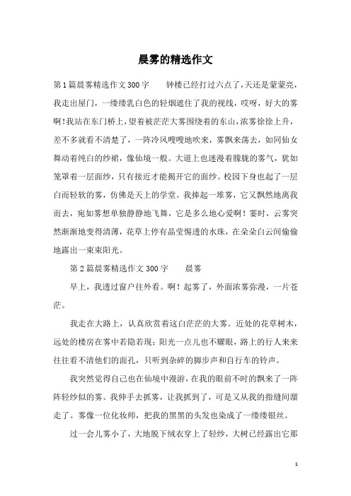 晨雾的精选作文