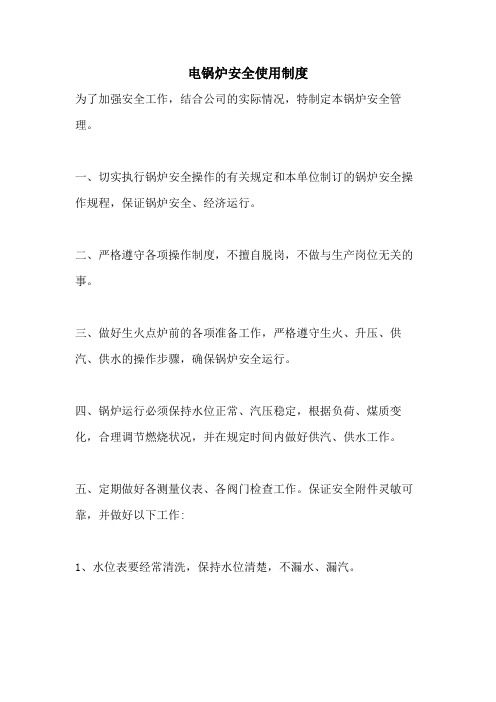 电锅炉安全使用制度