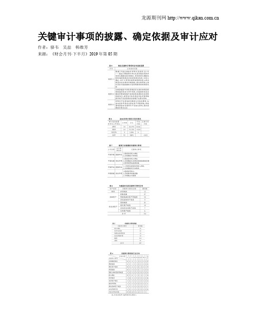关键审计事项的披露、确定依据及审计应对