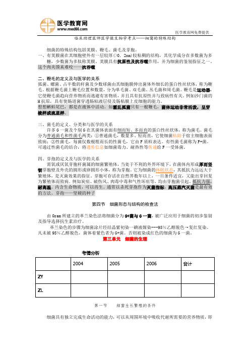 临床助理医师医学微生物学考点——细菌的特殊结构