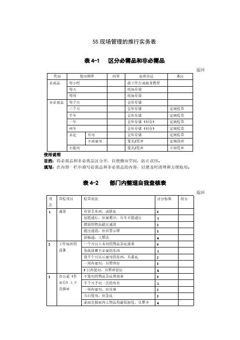 【免费下载】现场管理中5S实用表格