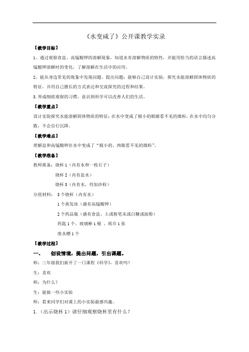 《水变咸了》公开课教案公开课教学设计