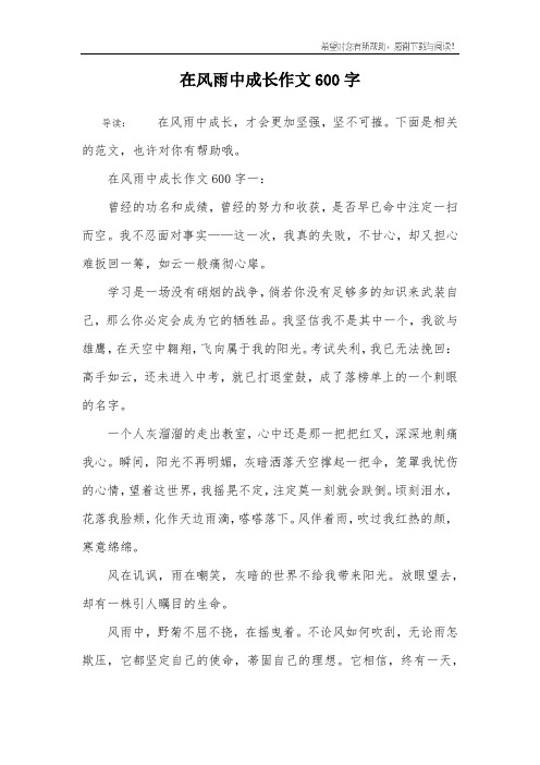 在风雨中成长作文600字