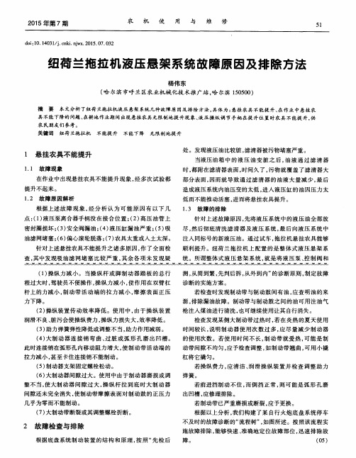 纽荷兰拖拉机液压悬架系统故障原因及排除方法