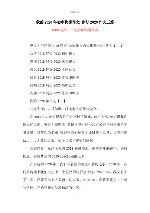 我的2020年初中优秀作文_你好2020作文五篇