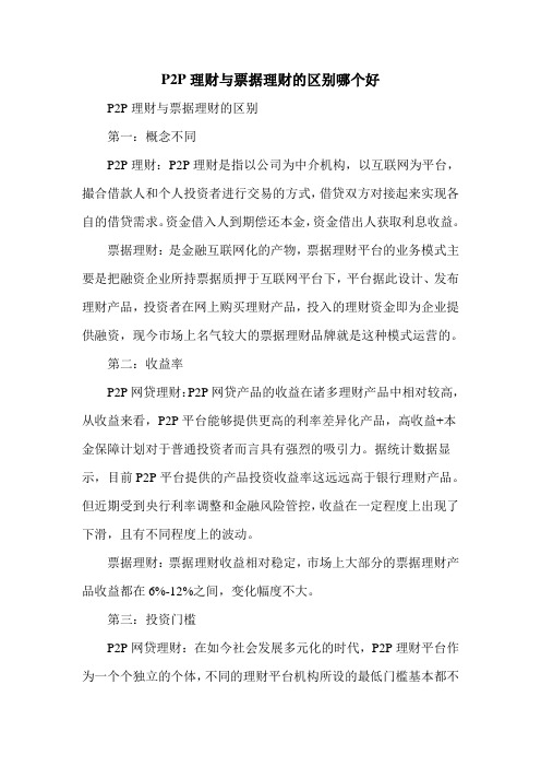 P2P理财与票据理财的区别哪个好