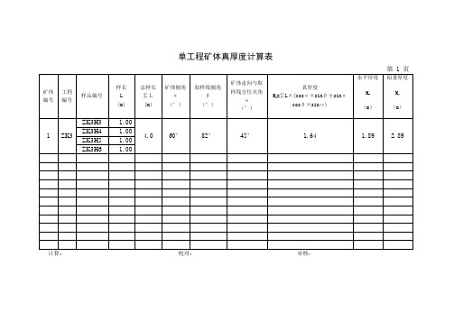 储量计算表格