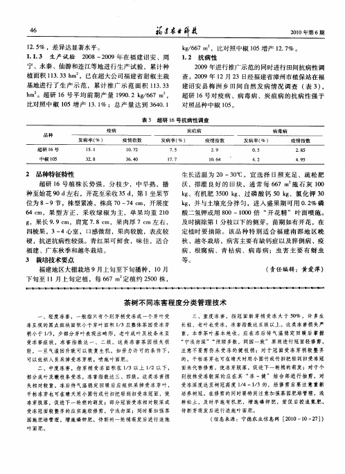 茶树不同冻害程度分类管理技术