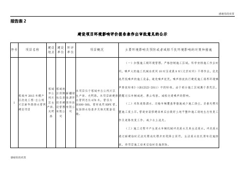 建设项目环境影响评价报告表作出审批意见的公示.doc
