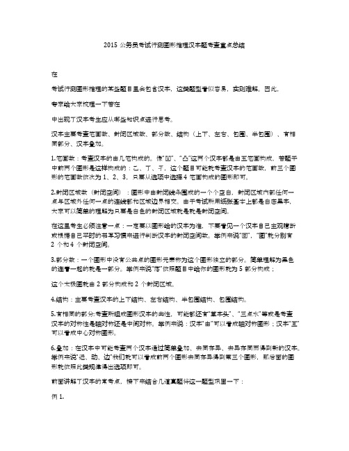 2015公务员考试行测图形推理汉字题考查重点总结