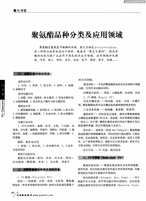 聚氨酯品种分类及应用领域