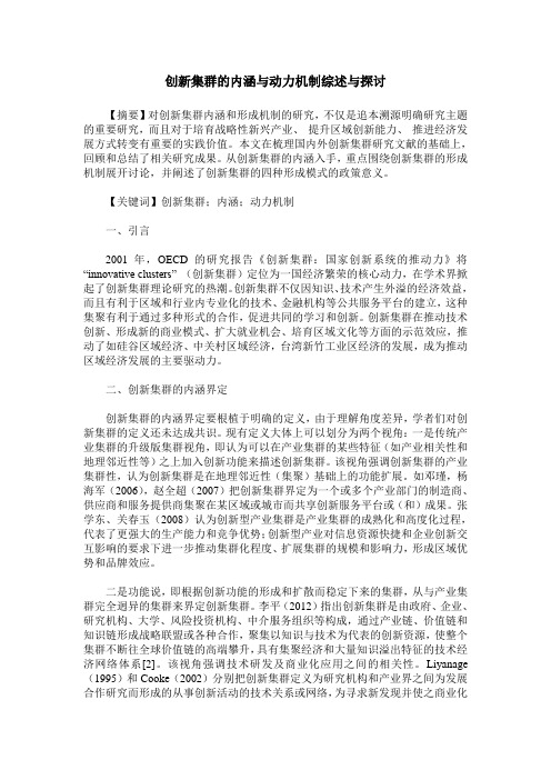 创新集群的内涵与动力机制综述与探讨