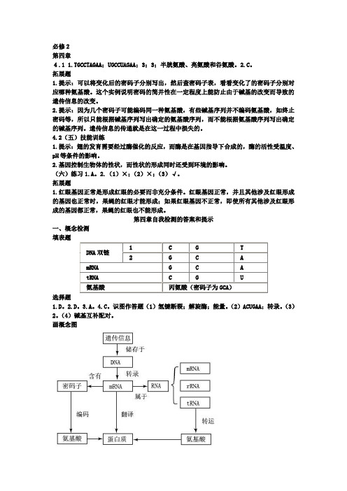 高中生物必修2课后习题汇总含参考答案