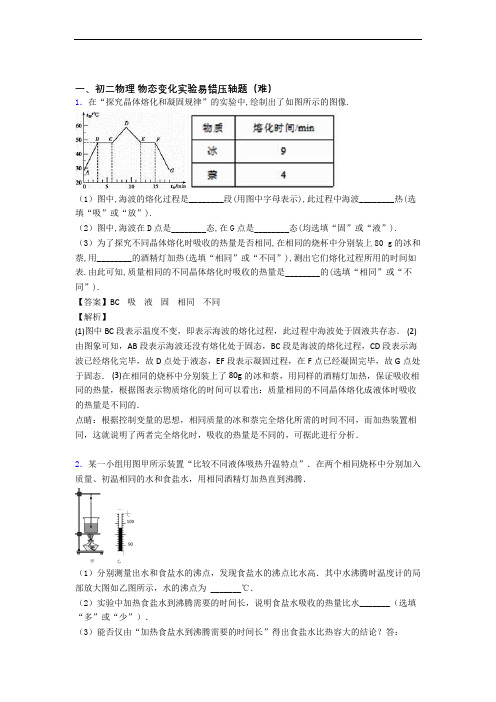 晋中物理物态变化实验中考真题汇编[解析版]