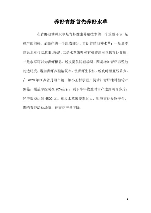 养好青虾首先养好水草
